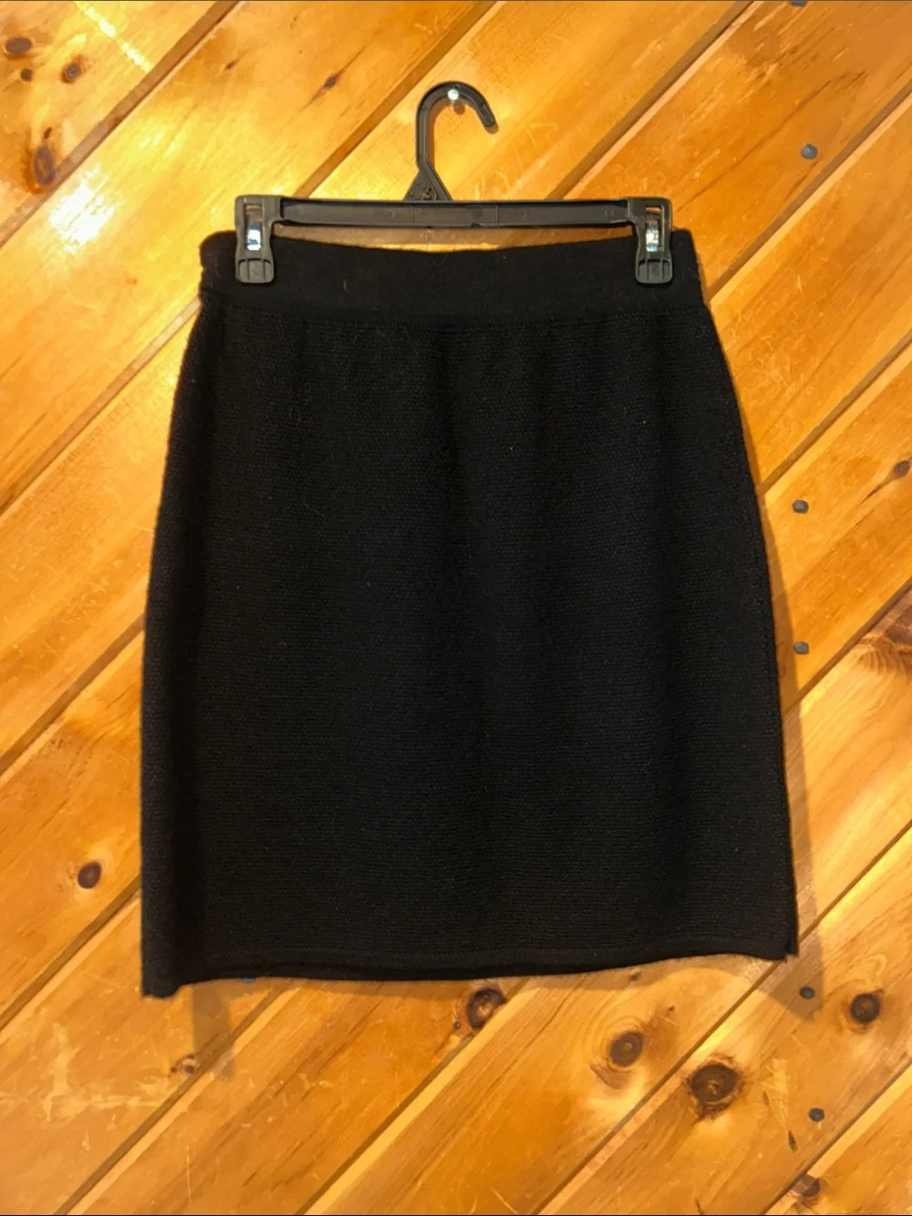 Kenar black wool-blend knit pencil skirt